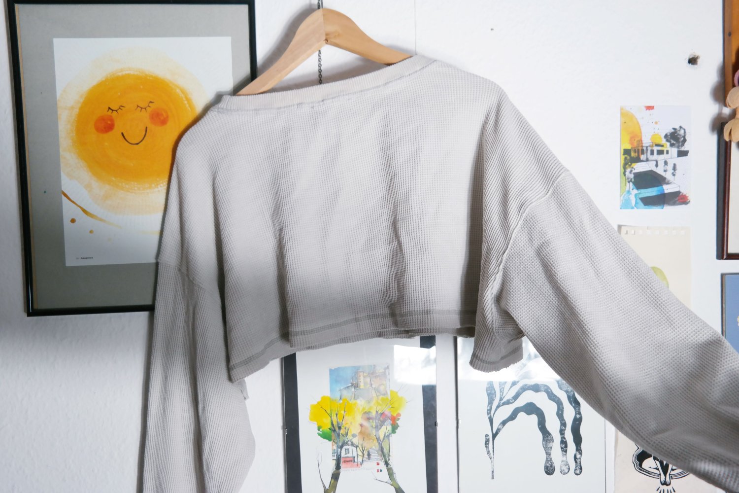 Darker Wavs Dolls Kill Pullover Waffelstruktur cropped XXL 44 oversized creme 