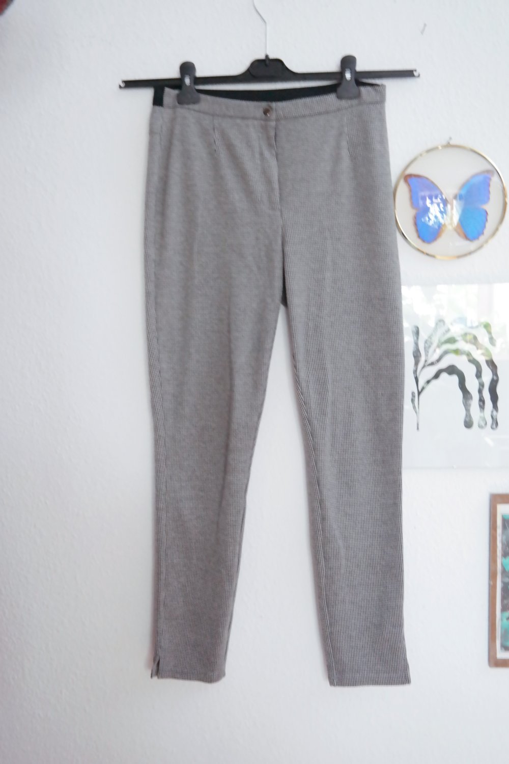 Vero Moda Pepita Muster Hose Capri Elegant Büro schwarz weiß 40 L