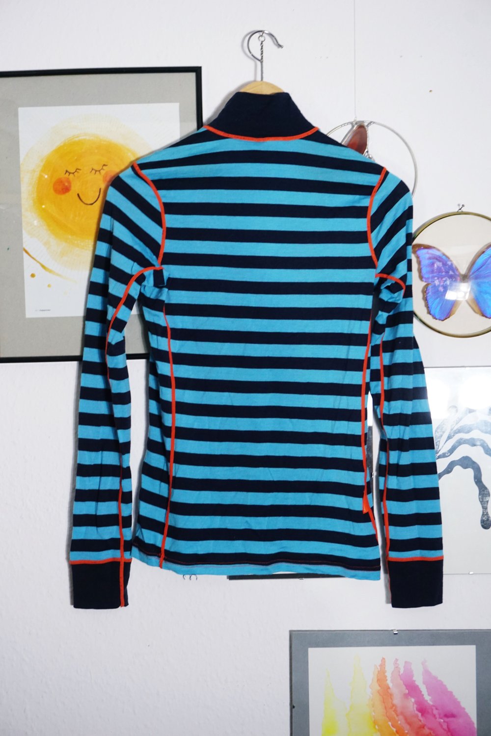 Kari Traa 100% Merinowolle Langarmshirt Pullover Halfzipp blau dunkelblau M 38