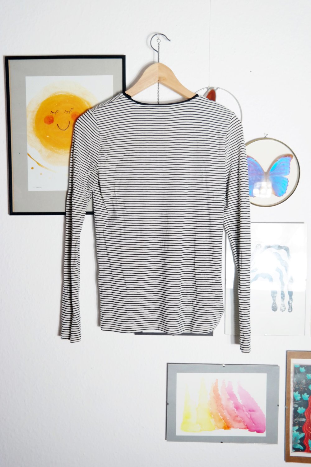 Mango Longsleeve Langarmshirt Streifen gestreift schwarz weiß M 38 eco Öko 