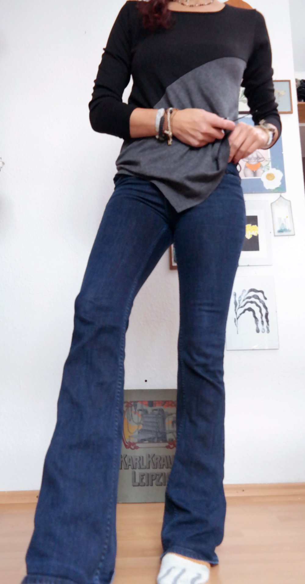 Tommy Hilfiger Schlagjeans Schlaghose flared schwarz S 36 long Jeanshose 