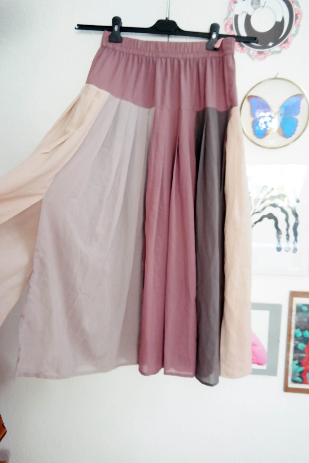Vintage Rock Elfe Fee Hippie bunt leicht schwingend Fairy Zipfelrock lila M 38
