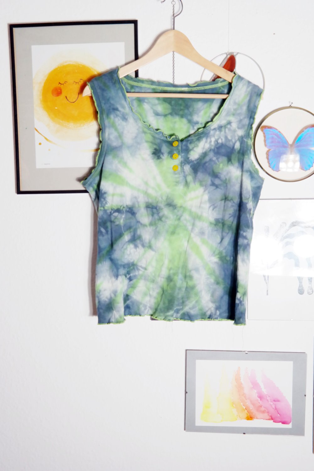 Batik Top blau grün bunt Unikat Handmade XL XXL 42 44