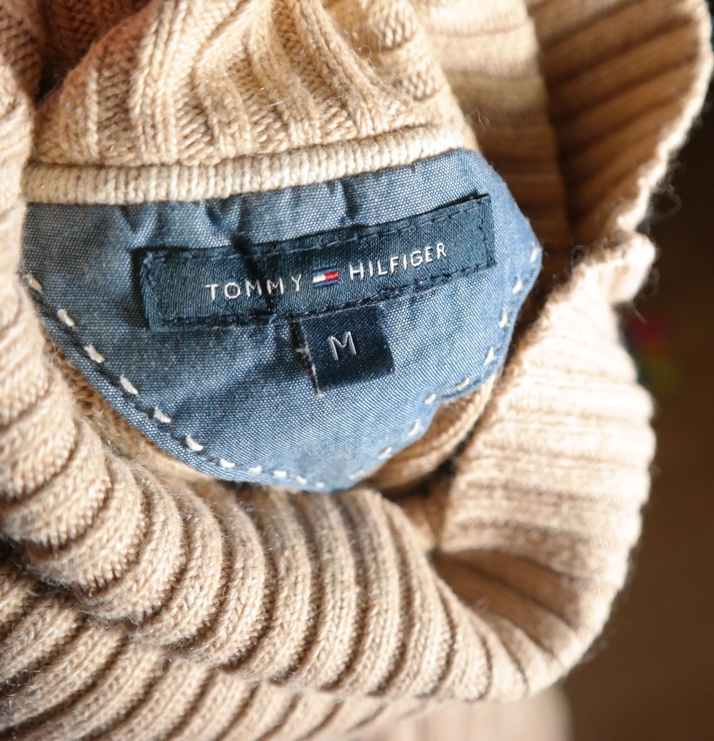 Tommy Hilfiger Rollkragenpullover Seide Kaschmir braun hellbraun Strickpullover M 38