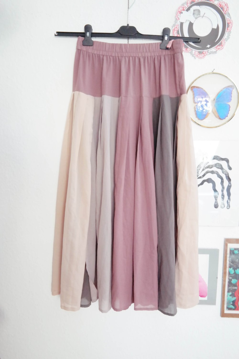 Vintage Rock Elfe Fee Hippie bunt leicht schwingend Fairy Zipfelrock lila M 38