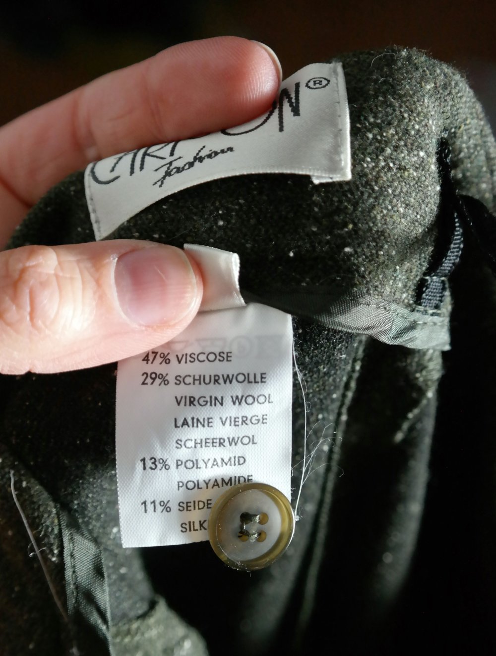 Cartoon Hose Anzughose Wollhose wide Leg dunkelgrün 36 S