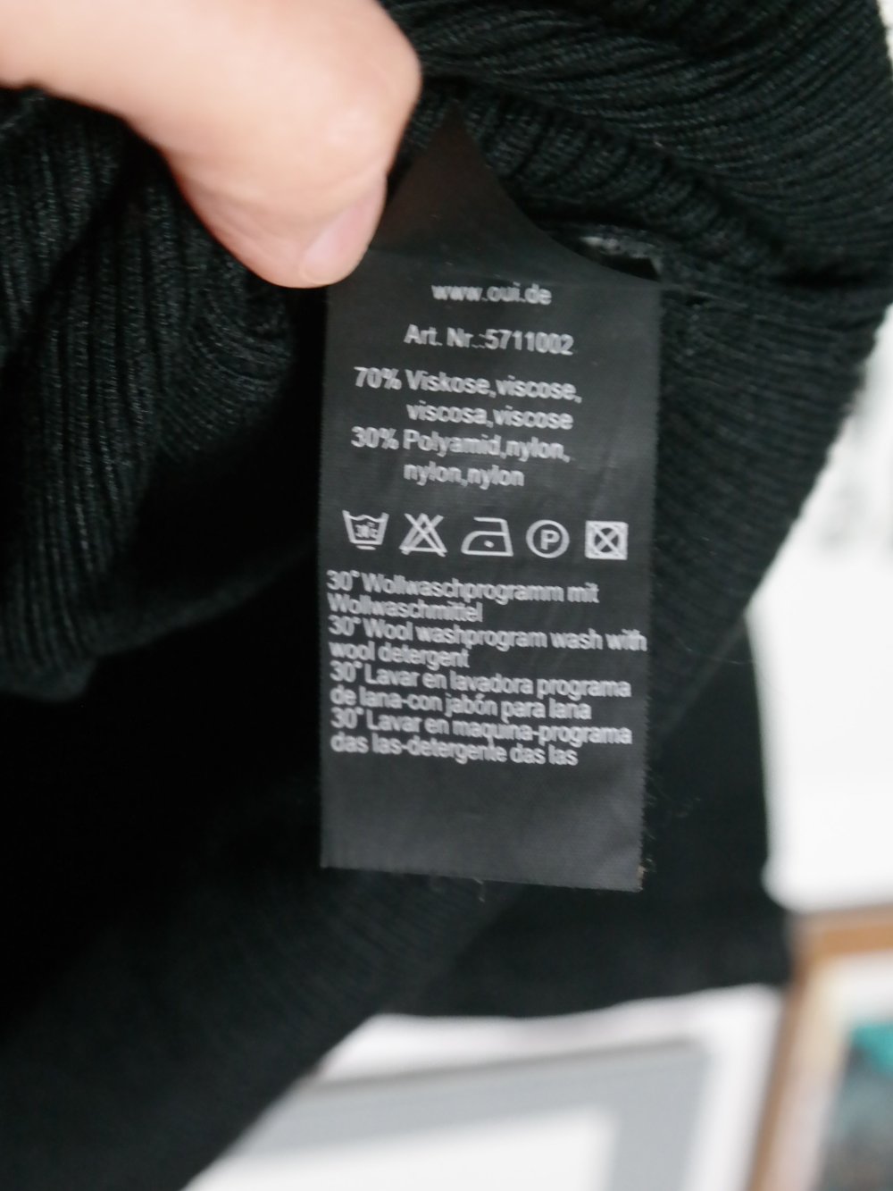 Oui set Rollkragenpullover schwarz Pullover XL 42 Rollkragen Strickpullover