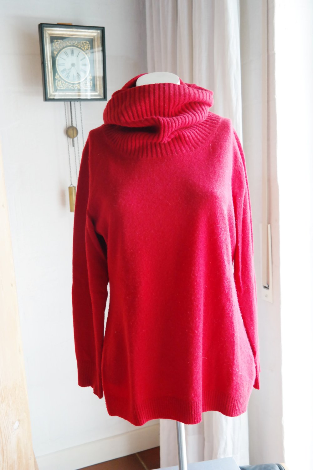 Wollpullover Merino Kaschmir Rollkragen rot Rollkragenpullover 42 XL