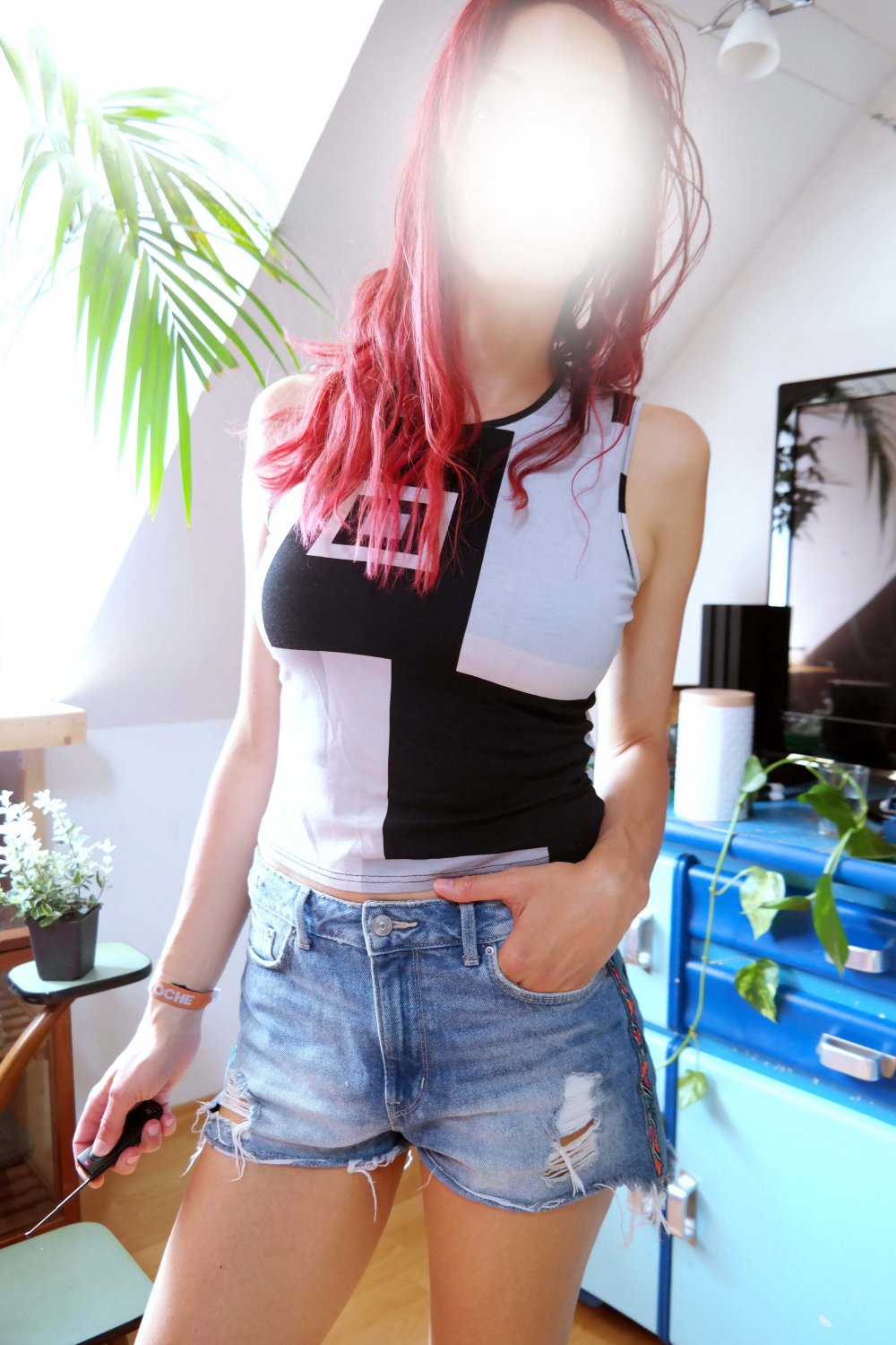 Original True Vintage Top Tanktop geometrisch 90er 90ies S 36 38 bunt