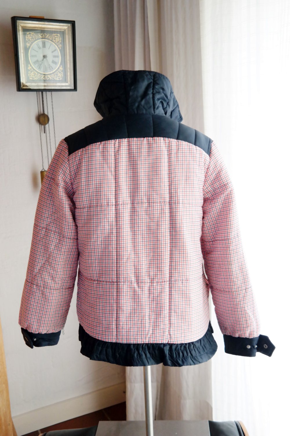 Vintage 70er Jahre Skijacke Winterjacke kariert No Retro Seventies Pufferjacke bunt XS S 34 36