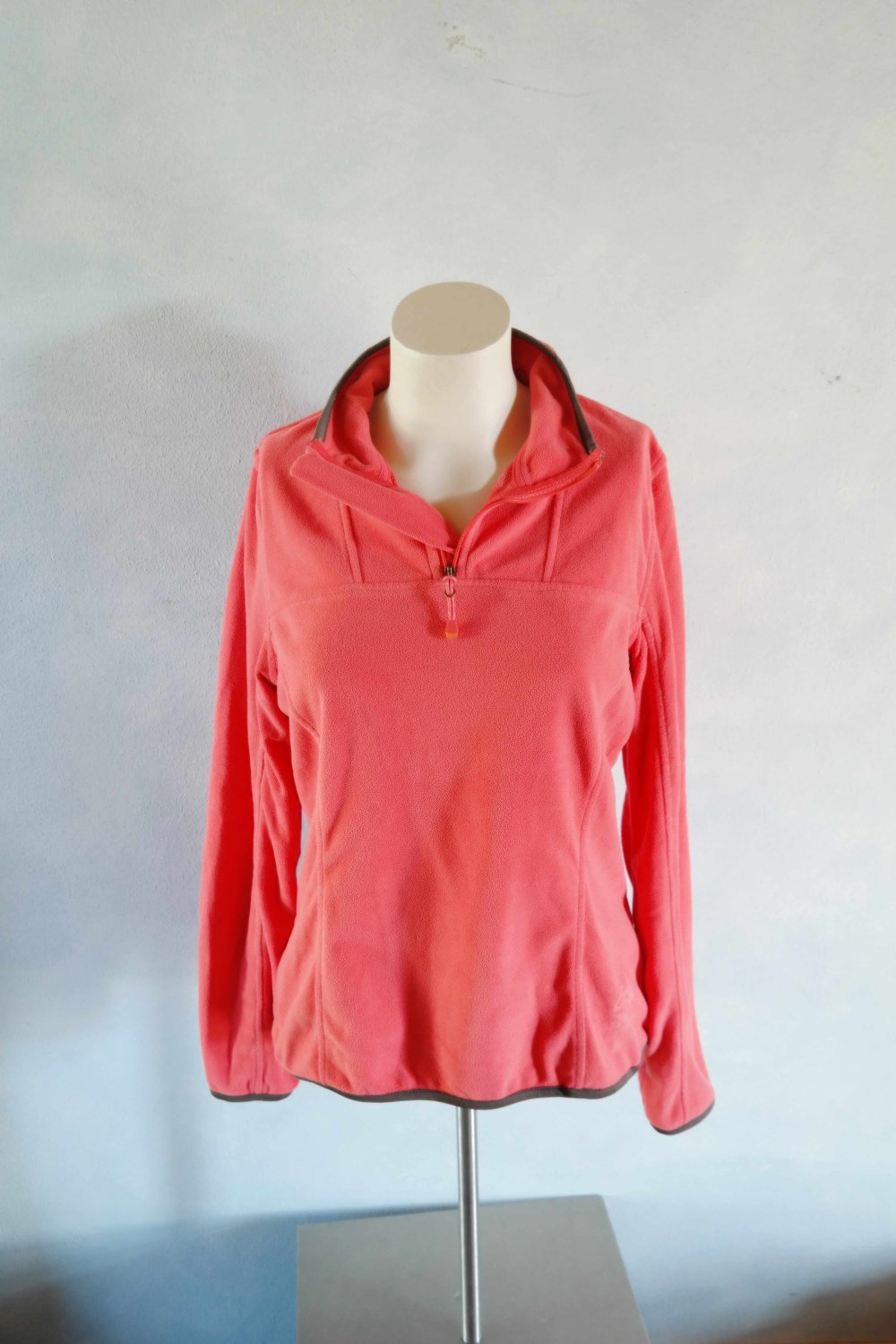 Fleecepullover Rollkragen Troyer lachs koralle weich 38 Skipullover