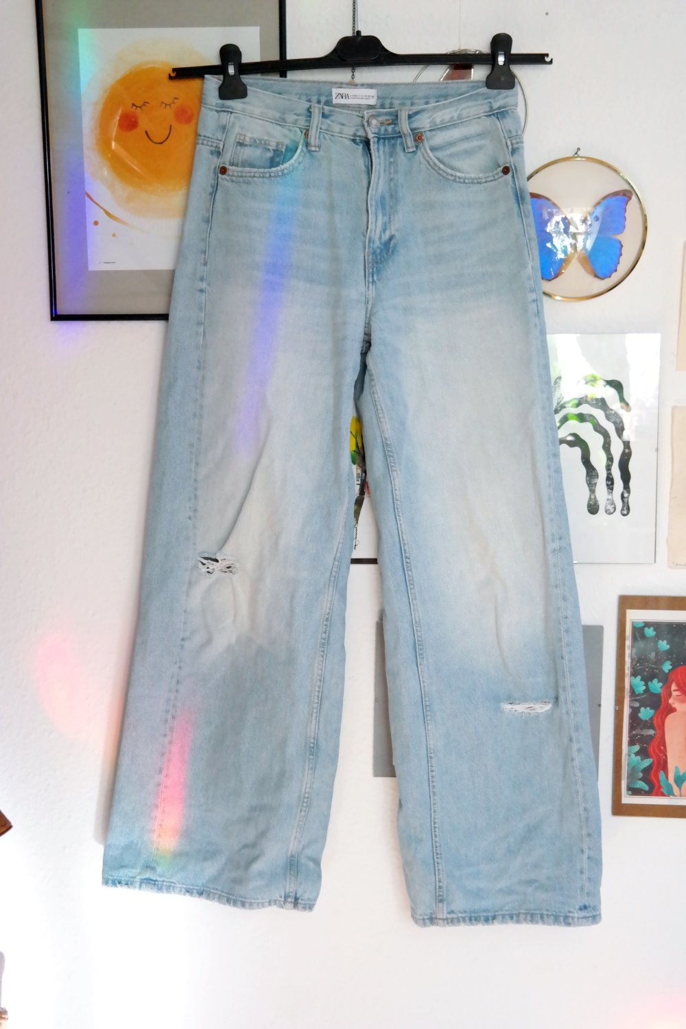 Zara Wide Leg Jeans Hose Jeanshose Hellblau 36 M HighWaisted blau