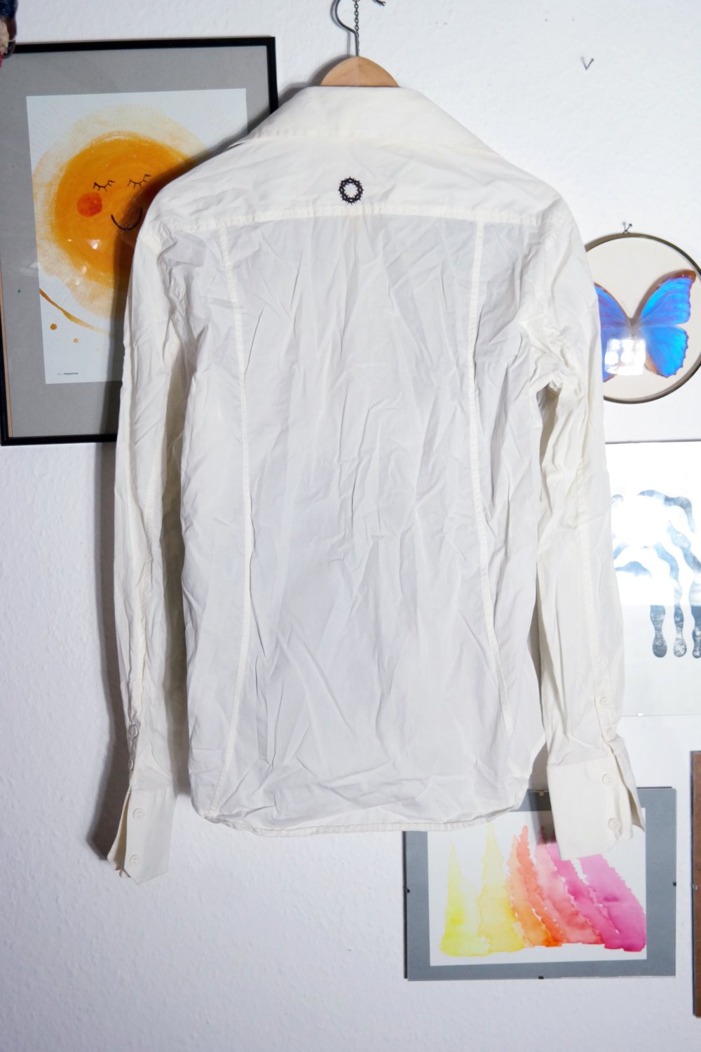 Vintage Gsus G-Sus Hemd mehrfarbig Stickerei bestickt Y2K 90er 00er Kitsch L