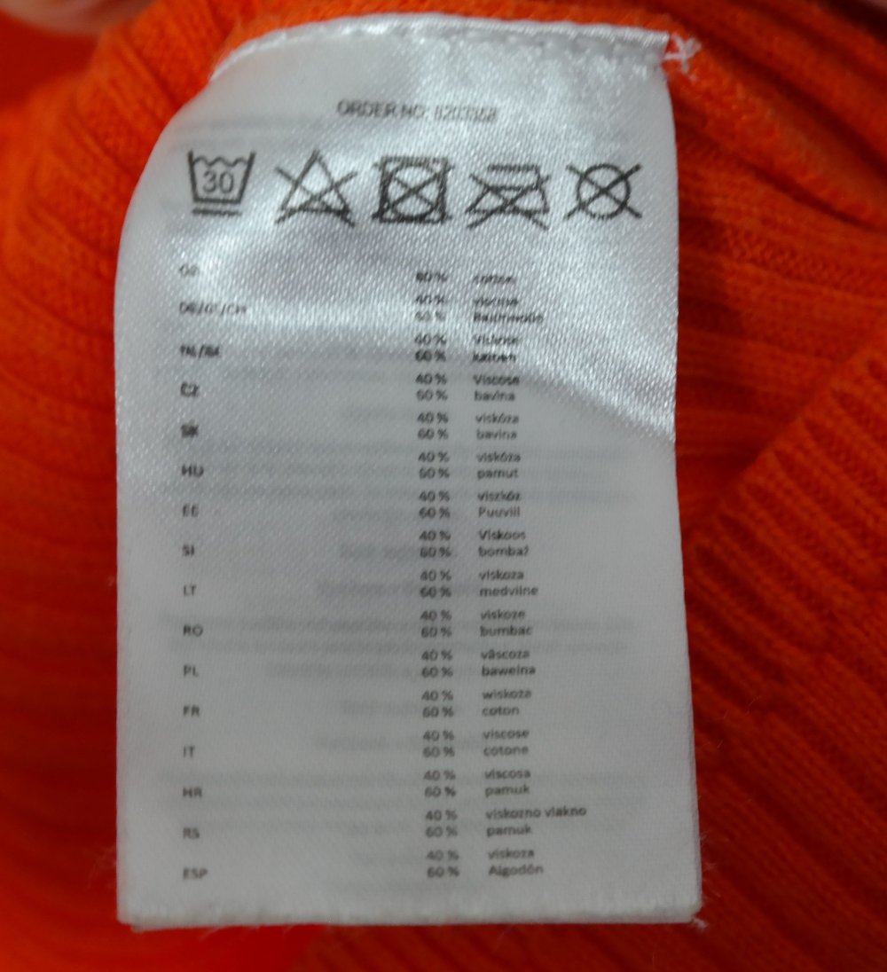 Rollkragenpullover orange Stretch Rippstoff M 38 Rolli Pullover