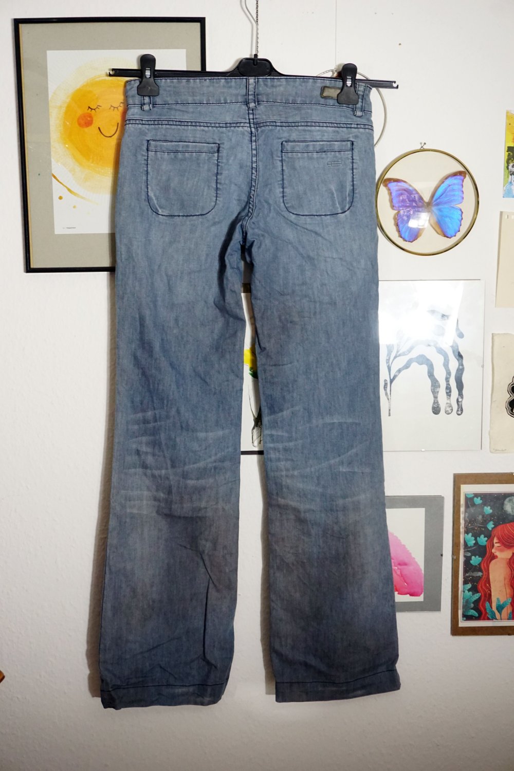 Marco Polo Jeanshose Jeans Hose Flared Schlaghose grau 50er Fifties aufgesetzte Taschen 29 / 34 M 38