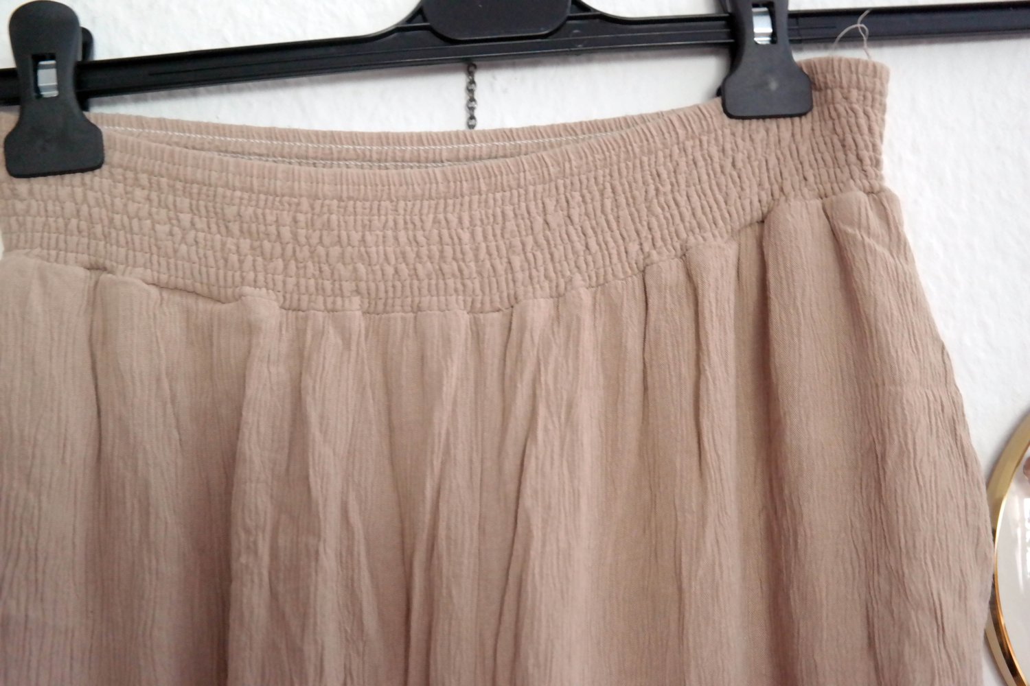 Musselin Hose Sommerhose locker weit wide leg beige 42 XL 40 L 38 M