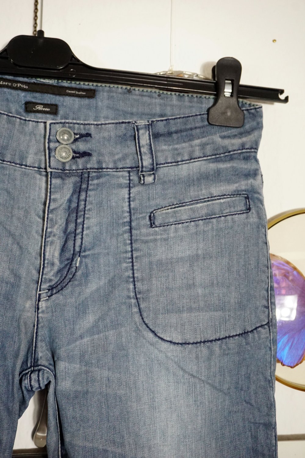 Marco Polo Jeanshose Jeans Hose Flared Schlaghose grau 50er Fifties aufgesetzte Taschen 29 / 34 M 38