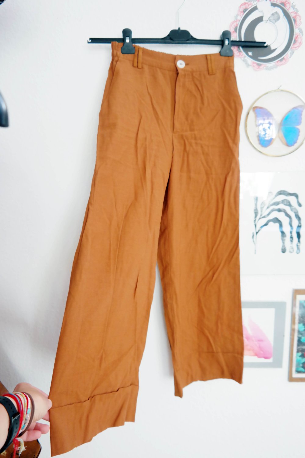 Bershka Wide Leg Hose Culotte braun rehbraun M 38 Sommerhose 