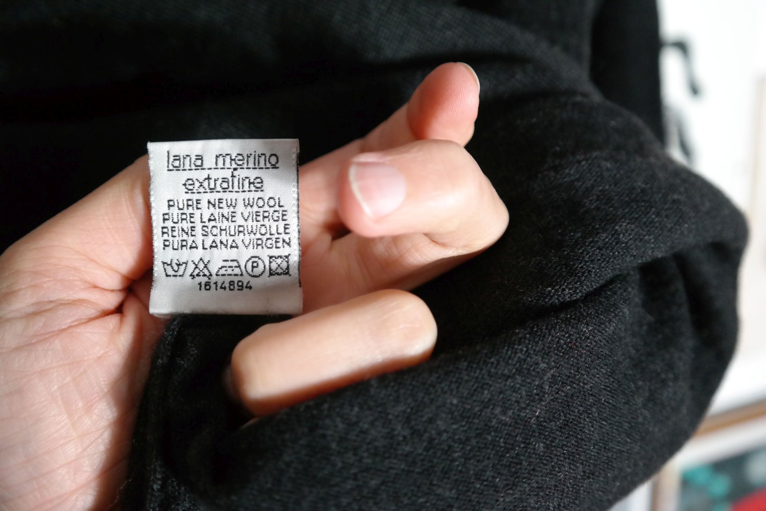 Rollkragenpullover 100% Merino Wolle Strickpullover schwarz Wollpullover L 40