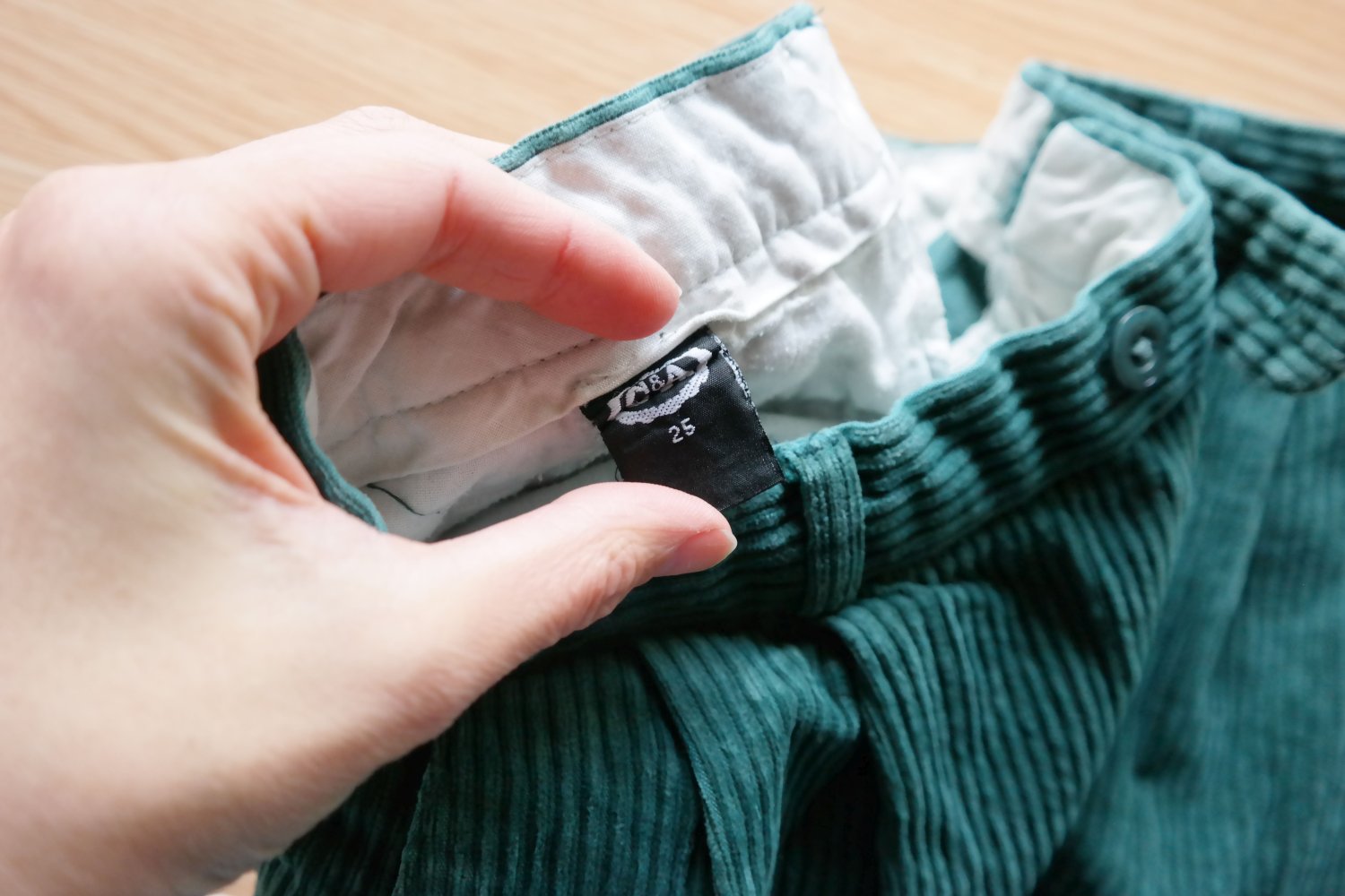 Cordhose dunkelgrün grün baggy wide leg M L oversized 38 40