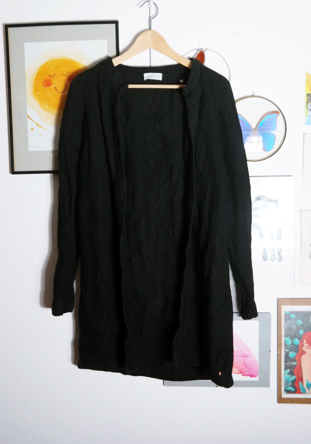 Delicatelove Strickjacke schwarz Wolle Kaschmir Wolljacke lang Delicate Love L 40