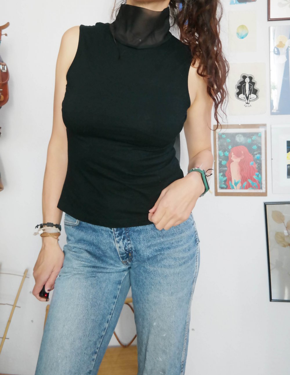 Apart Top Rollkragen Rolli Chiffon zum Binden Rückenausschnitt M 38 schulterfrei
