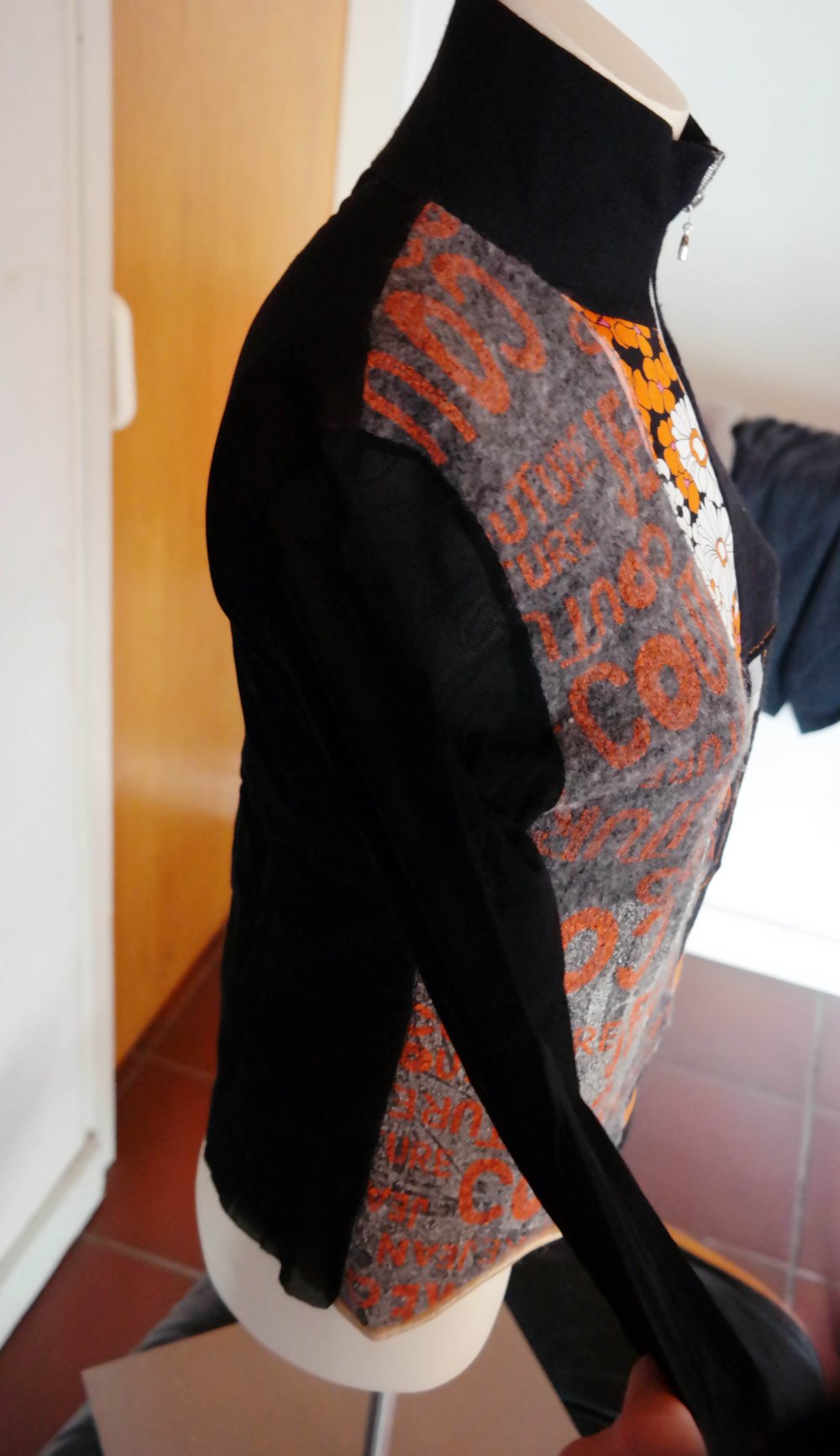 Vintage 90er Nicowa Sweatjacke Jacke bunt Y2K Wolle Mesh transparent L 40