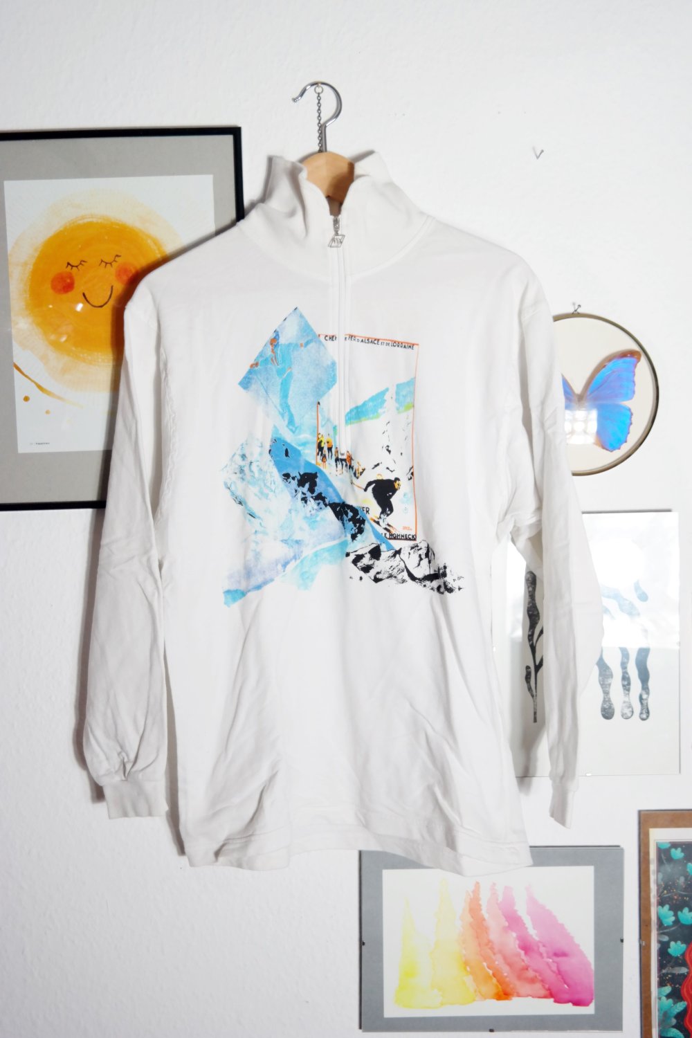 Original Vintage Mäser Pullover Rollkragen Ski Motiv bunt 80er 90er