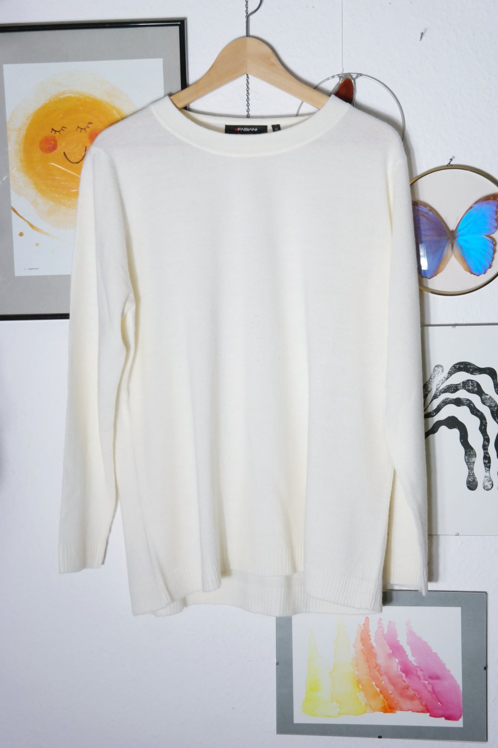 Wie neu Fabiani Pullover weiß creme 46 XXL Langarm Rundhals