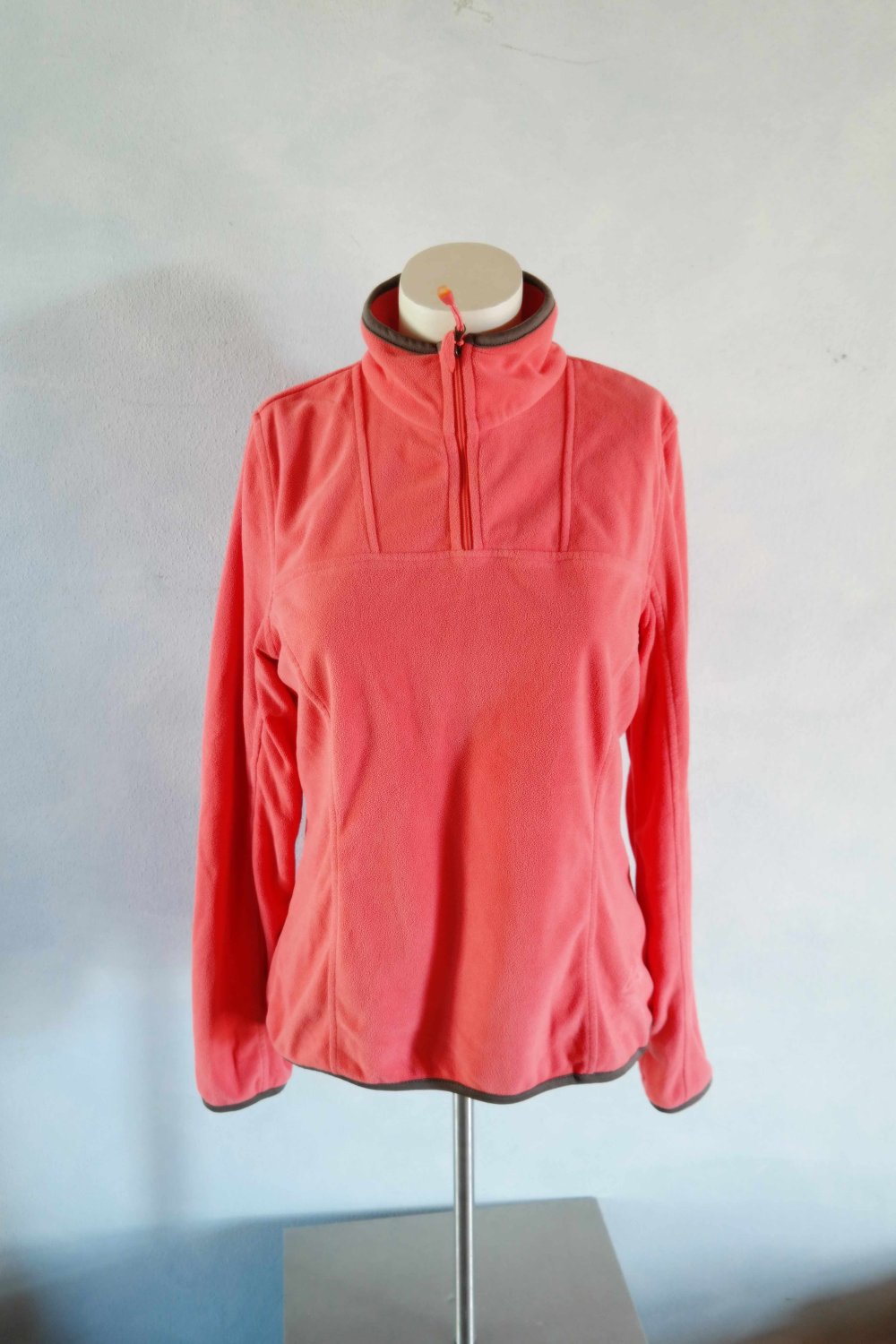Fleecepullover Rollkragen Troyer lachs koralle weich 38 Skipullover