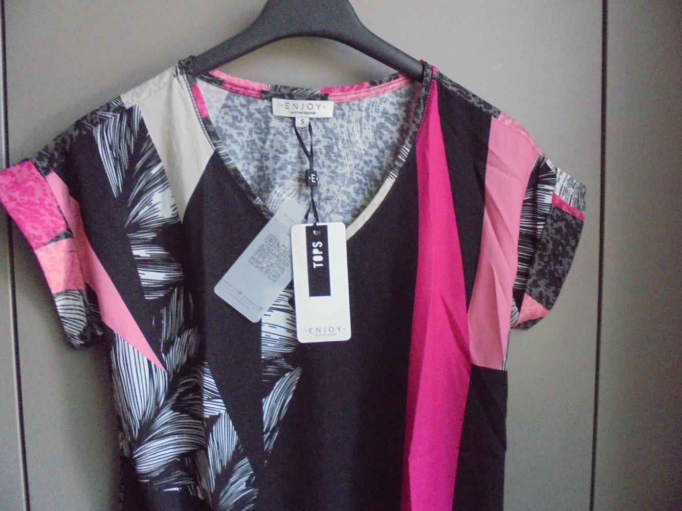 NEU: Damen Blusen Shirt- Tunika bunt Gr. S kurzarm v. Enjoy