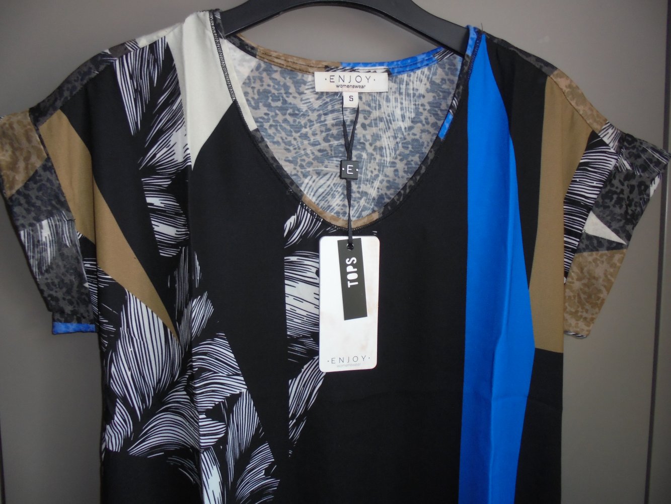 Neu: Damen Blusen Shirt - Tunika bunt Gr. S von Enjoy kurzarm