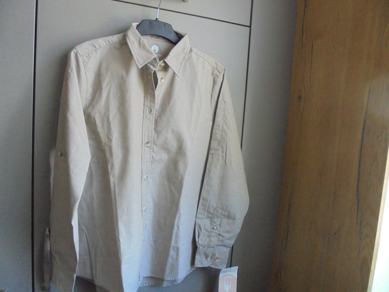 NEU: Damen Bluse beige Gr. L langarm von Chef Works