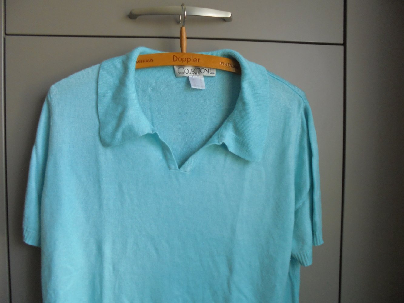 Damen Pullover türkis mit Kragen  Gr. L von Collection