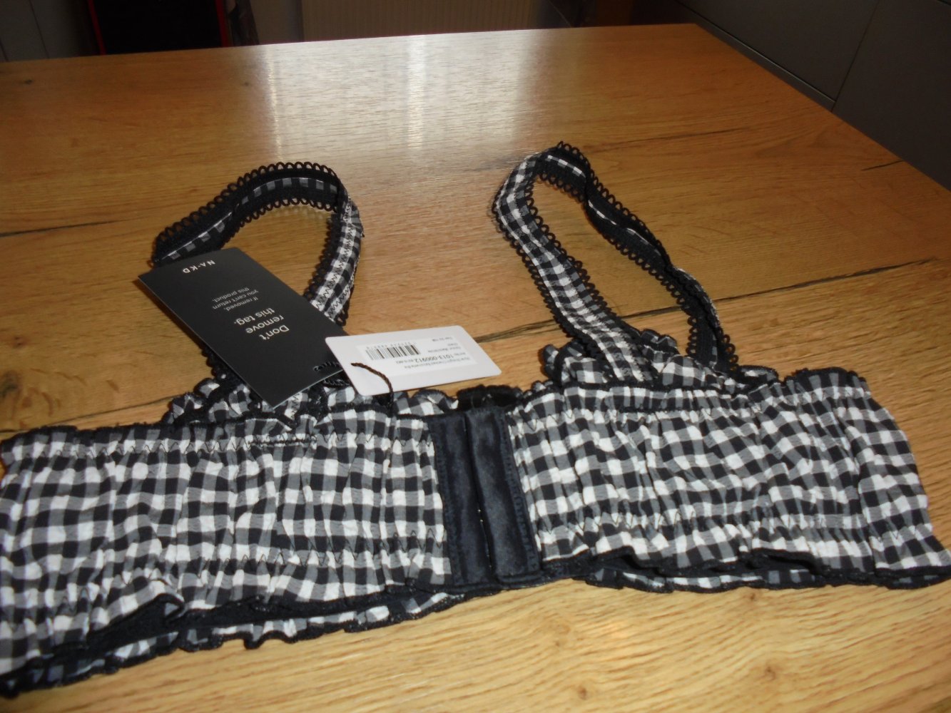 NEU: Damen Bügel BH schwarz/weiß kariert Gr. 80 C v. NA-KD