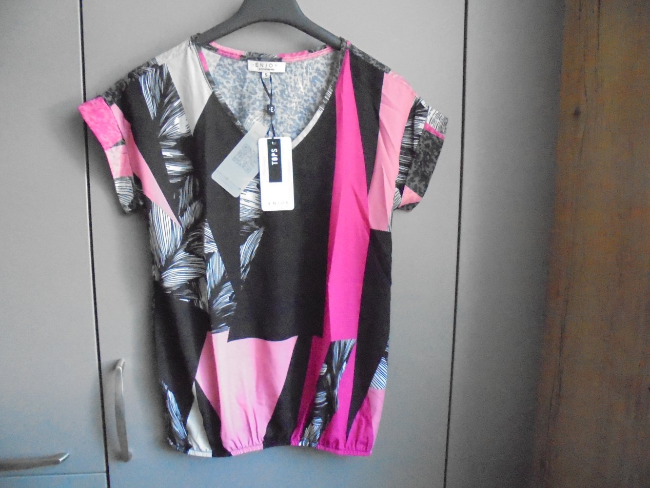 NEU: Damen Blusen Shirt- Tunika bunt Gr. S kurzarm v. Enjoy