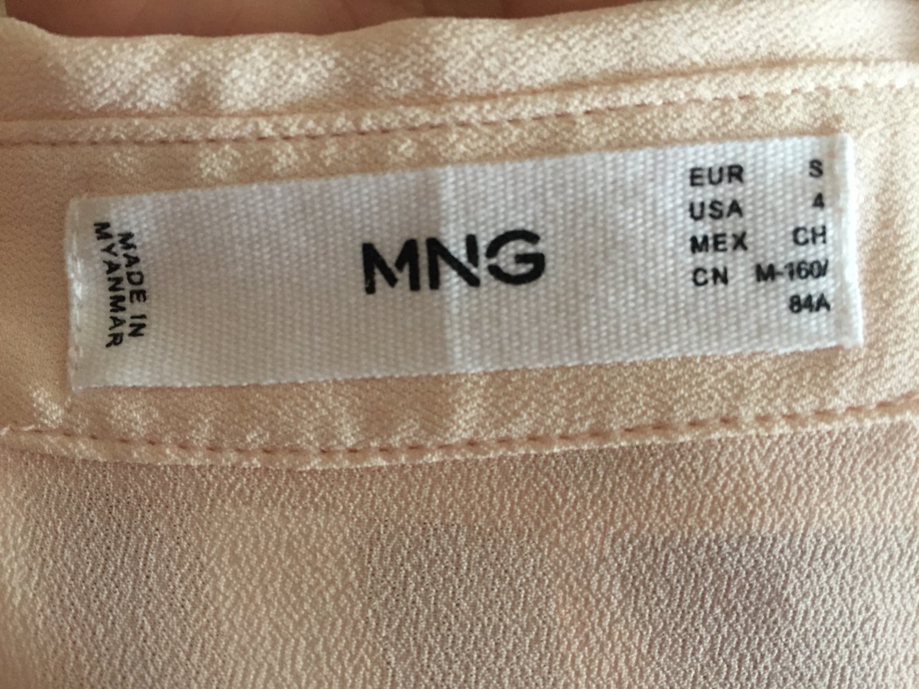 Mango Chiffon Bluse Gr.36/S mit weiten Piraten Ärmeln Pastell Apricot