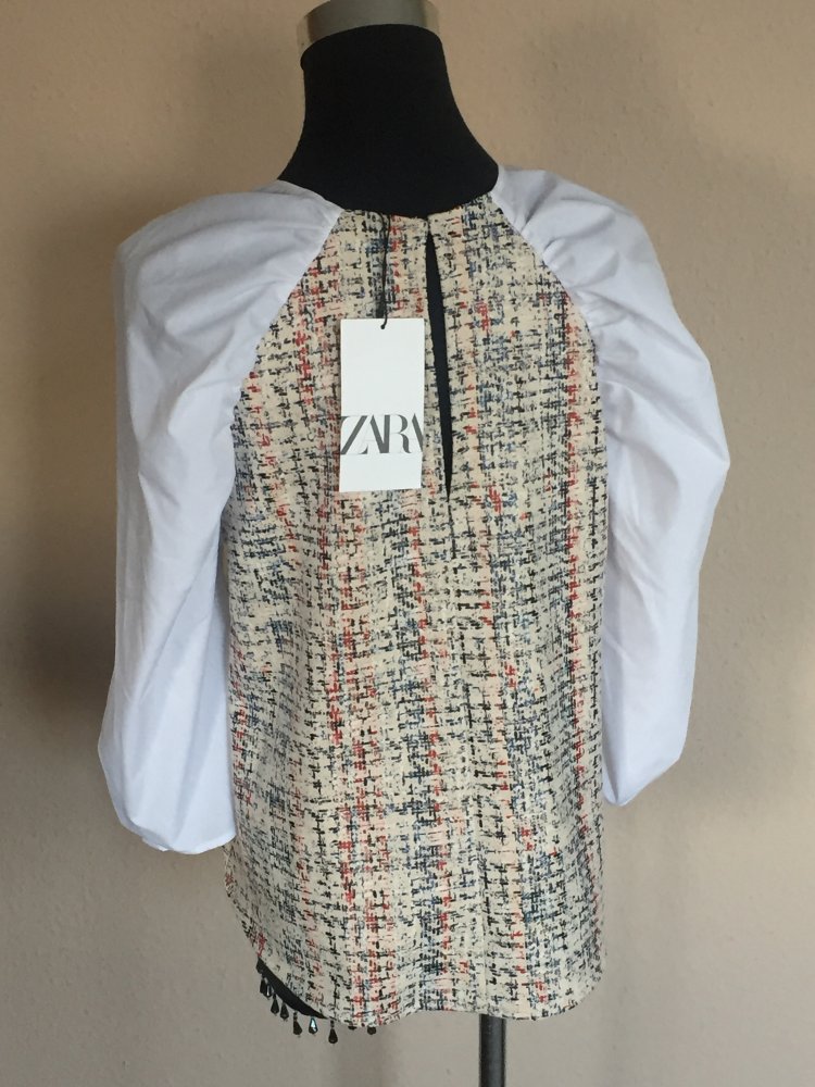 Zara Bluse Material Mix Bluse Gr.XS Neu mit Etikett