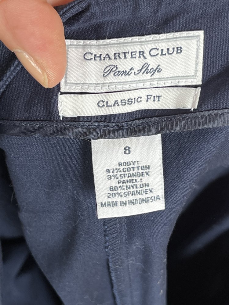 Charter Club High Waist Sommer Hose Gr.40 mit seitlichem Reißverschluss in blau