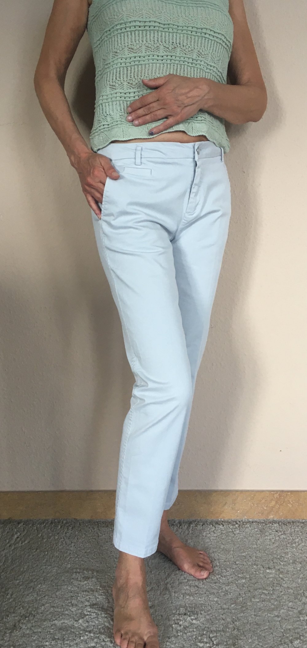 United Colors of Benetton Chinos Sommerhose Gr.36 Pastell mint Farben, lässig lockerer Schnitt, wie neu