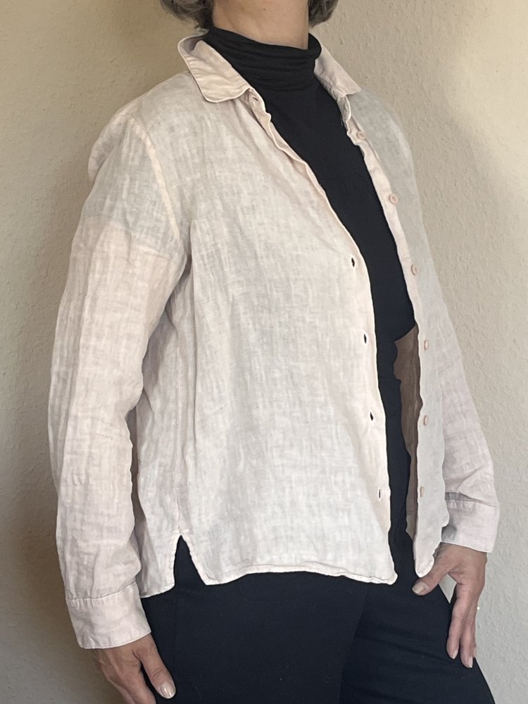 Zara Basic Leinen Bluse Gr.M Pastell Apricot Langarm