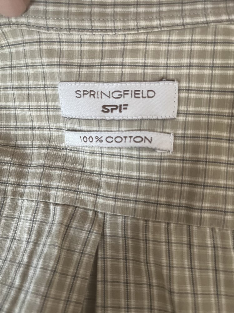 Springfield kurzarm Hemd Gr.M hellgrün dezent klein kariert, mit einer Brusttasche