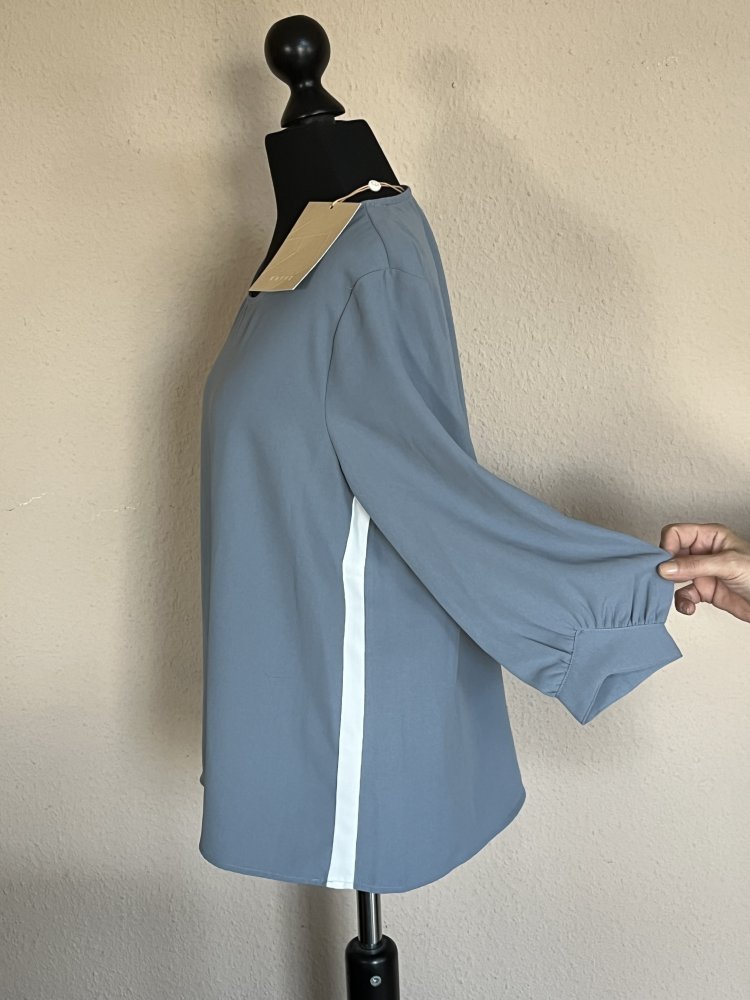 Kaffe Serife Blouse Gr.36 mit Galon Streifen grau / weiß NmE sehr hoher NP