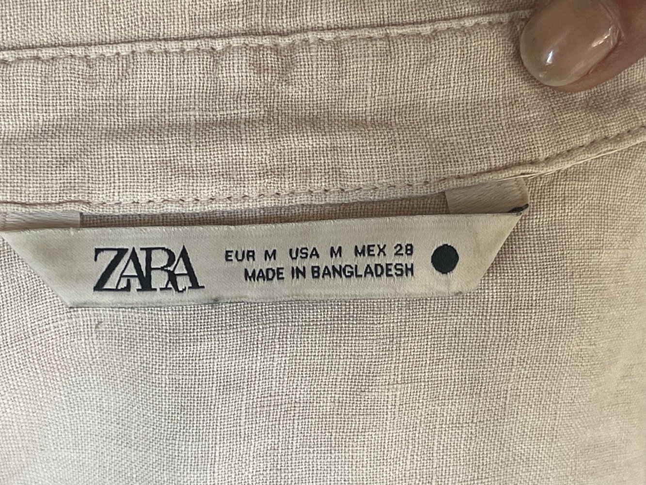 Zara Basic Leinen Bluse Gr.M Pastell Apricot Langarm