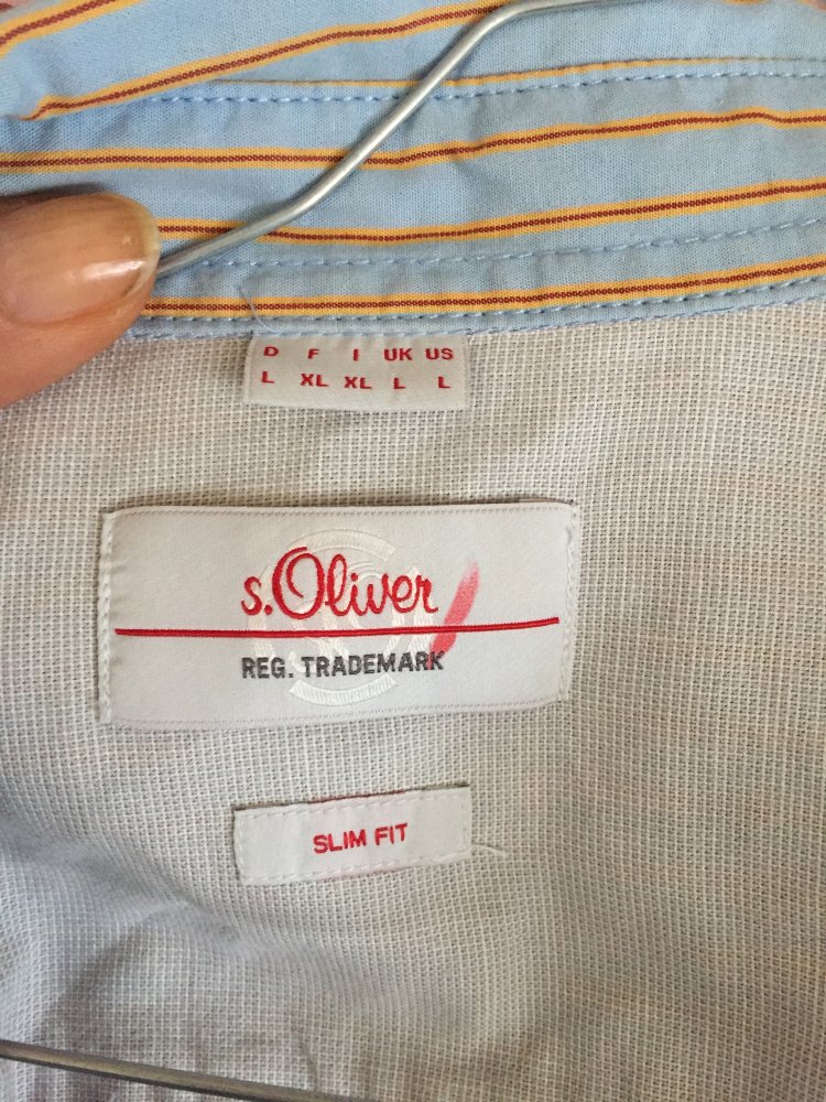 S.Oliver Hemd Lang Arm Slimfit Gr.L hellblau gelb gestreift kaum getragen und in einem Top Zustand, wie Neu