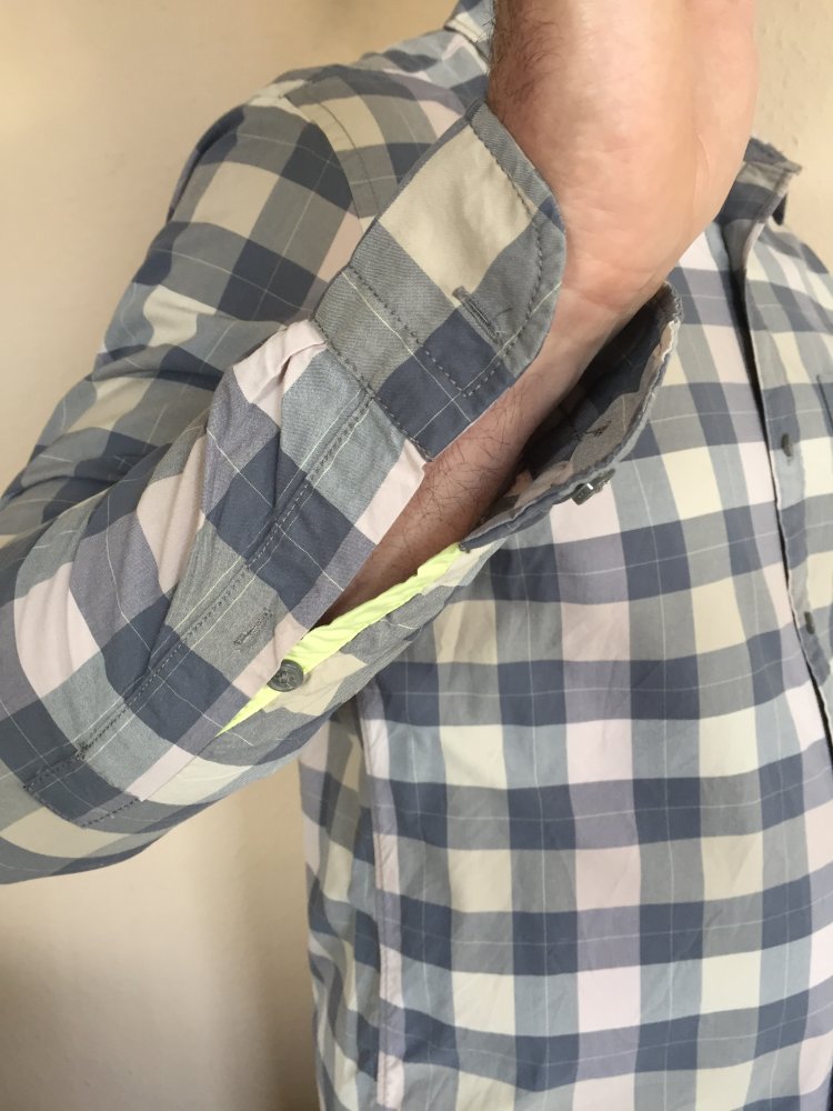 Fossil Lang Arm Hemd Gr. M kariert Top Zustand hellgrau creme, Zustand da kaum getragen