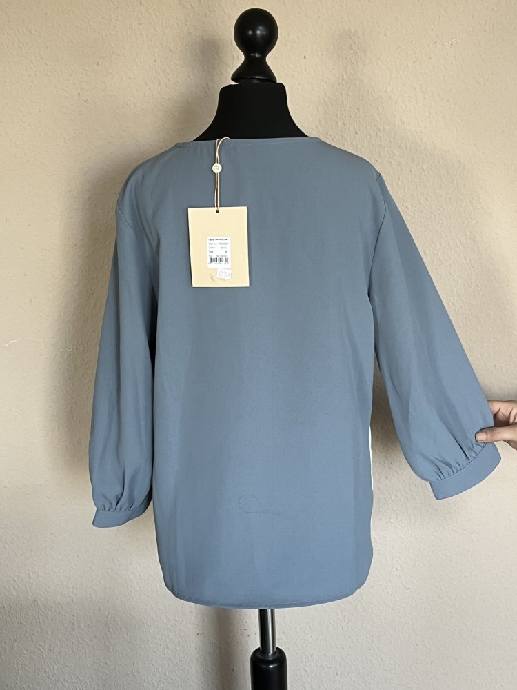 Kaffe Serife Blouse Gr.36 mit Galon Streifen grau / weiß NmE sehr hoher NP