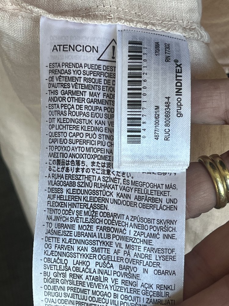 Zara Basic Leinen Bluse Gr.M Pastell Apricot Langarm