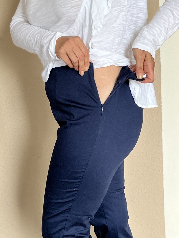 Charter Club High Waist Sommer Hose Gr.40 mit seitlichem Reißverschluss in blau