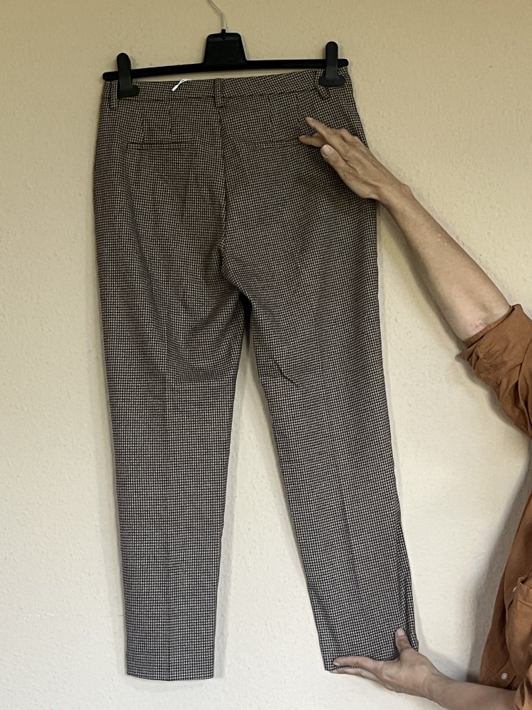 MNG Mango Business Hose mit Hahnentritt Muster Gr.38 braun beige